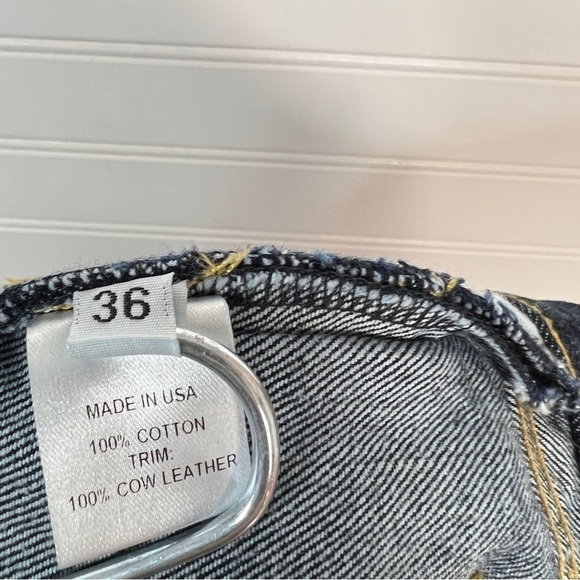 MENS PUBLIC SCHOOL PS13 NYC MADE LEATHER PATCHED DARK SLIM FIT JEANS 36x34 - Picture 11 of 14